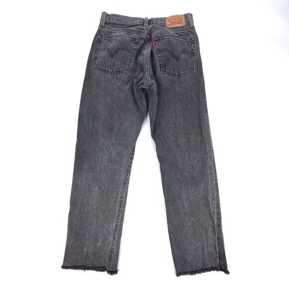 LEVIS 501 Original High Rise Straight Cropped Raw Hem Jeans Womens 25 x 26 Gray - Picture 4 of 7